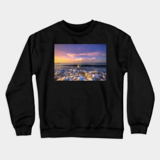 TWO FISHERMEN GOING OUT TO SEA AT DUSK DESIGN Crewneck Sweatshirt